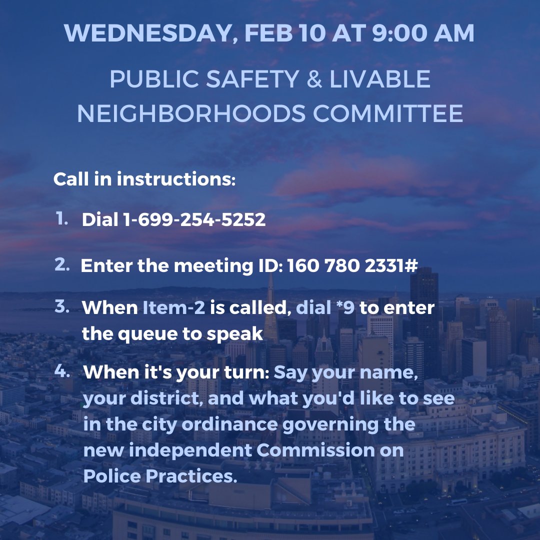 Make sure to mark Wednesday 2/10 on your calendars. The Public Safety &amp; Livable Neighborhoods Committee will be discussing the City Ordinance governing Measure B! 

We'll be posting a breakdown of our talking points today through Wednesday.

#YesOnPoliceOversight