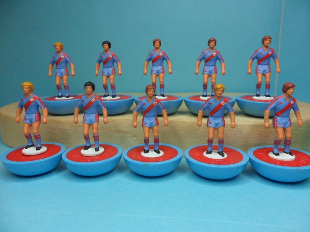 helcol123subbu1's tweet photo. The answers to this weekend's #subbuteo #footballquiz sash design kits: #crystalpalace #colombia #bulgaria #venezia Thanks to all those who guessed. #cpfc #veneziafc #palace #leecry @VeneziaFC_IT @RedNBlueArmy1 #rednbluearmy #holmesdaleonline #crystalpalacefcnews #backofthenest https://t.co/t1eULeM9K8