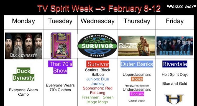 Spirit week is this week!