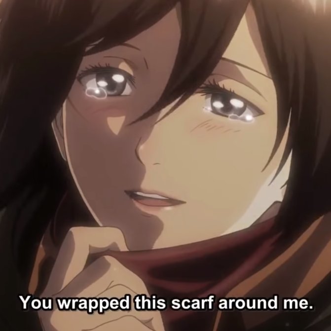 note that it was the scene where mikasa was thanking eren. her words were powerful that they made eren stand up again after breaking down so it's not impossible that ymir, who was clueless about feelings and such, could've listened too esp that she sees everything in the paths