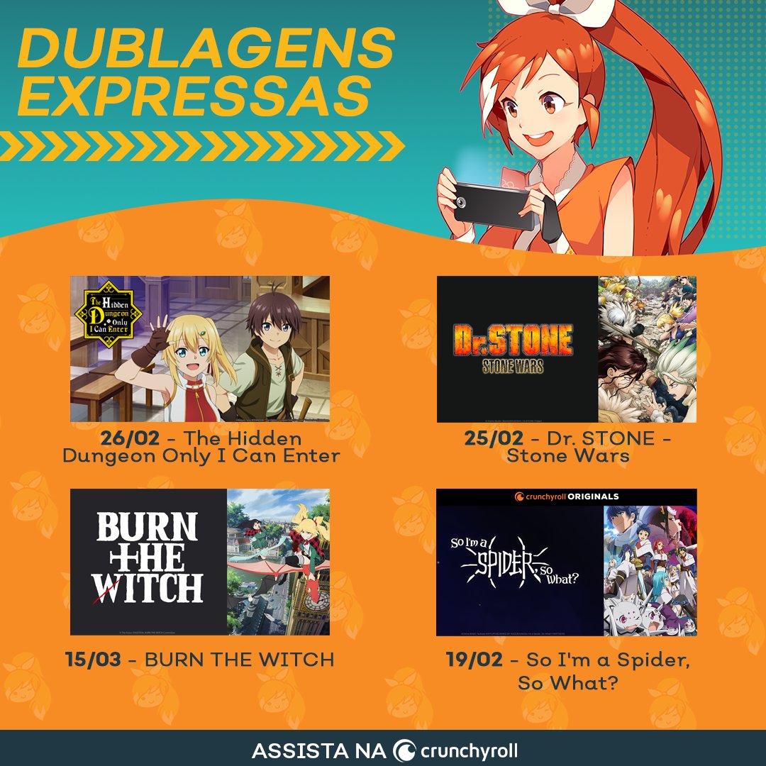 Crunchyroll_BR_'s tweet photo. ⏩ THREAD COM ELENCO DAS NOSSAS PRÓXIMAS DUBLAGENS EXPRESSAS ⏩

Com um calendário bem bonito para vocês não perderem nadinha 🧡 https://t.co/ObIrRe5GPr