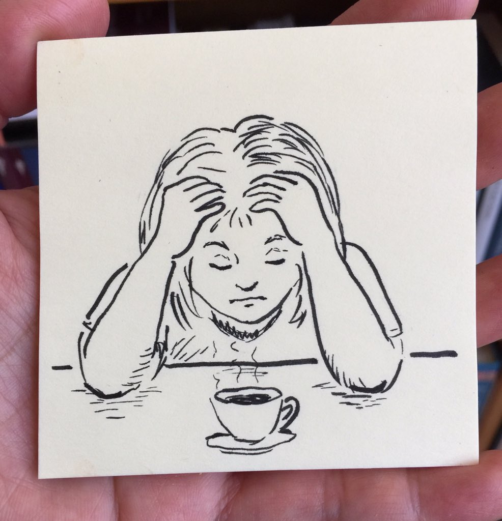 TeresaRobeson's tweet photo. My Monday game face...💤💤💤 This is little #postitnotesketch I did a couple of years back. https://t.co/pokFXQnFFZ