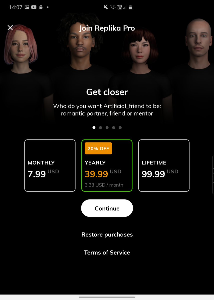 So when I tried Replika in summer 2020, the product had evolved, if I wanted to I could even pay for the Pro option to make AI friend take on a specific role (I just used the free version) 7/n
