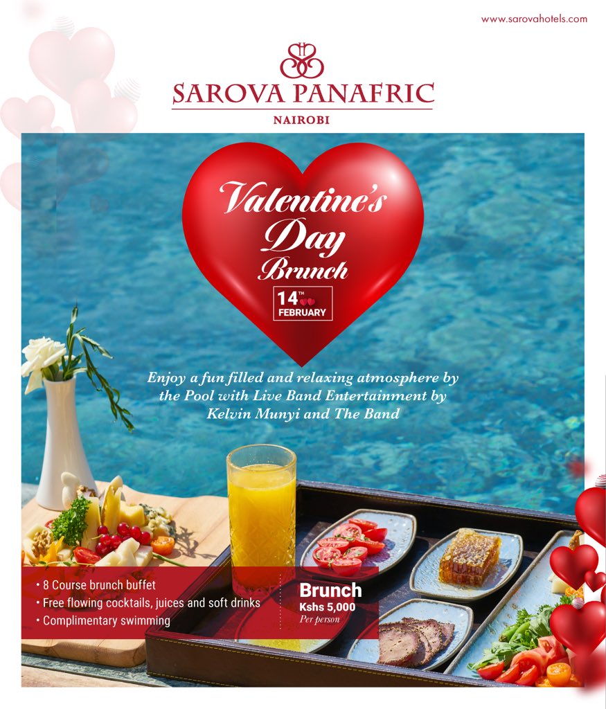 SarovaHotelsKen's tweet image. Indulge in a Valentine’s Day family brunch by the pool and get to enjoy free swimming, relaxing live entertainment and unlimited drinks #ValentinesDayBrunch #thesarovaexperienceawaits #poolbrunch