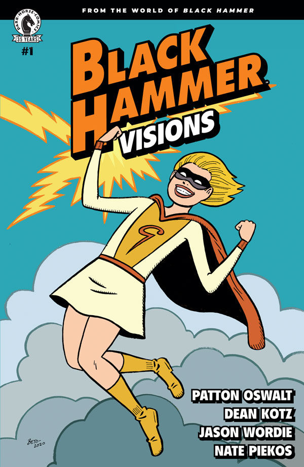 In Black Hammer: Visions #1, explore Golden Gail's life on the #BlackHammer Farm prior to @jefflemire & @dean_ormston's series. By @pattonoswalt @deankotz @WordieJason @blambot: bit.ly/bh_visn Variant covers by @evandorkin @colorkitten and @BetomessGilbert @Dragonmnky!