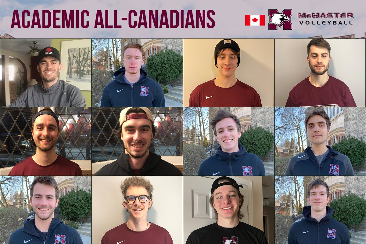 <a href="/mcmastermvb/">McMaster Men’s Volleyball</a> is proud to honour our Academic All-Canadians! Twelve members from our roster achieved a GPA above 9.5 in the last academic year.  Congratulations on balancing excellence in the classroom 📚 and on the court 🏐#nextlevelready <a href="/McMasterSports/">McMaster Marauders</a>