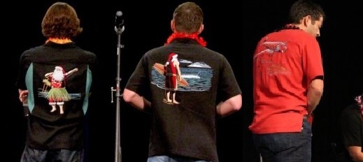 Dean retirement dream about him, Sam and Cas matching hawaiian shirts at the beach VS Jackles actually buying those shirts for him, Jared and Misha-(making sure they had ventilation because of how much jared sweats + getting a brighter color for Misha cause he'd prefer it)