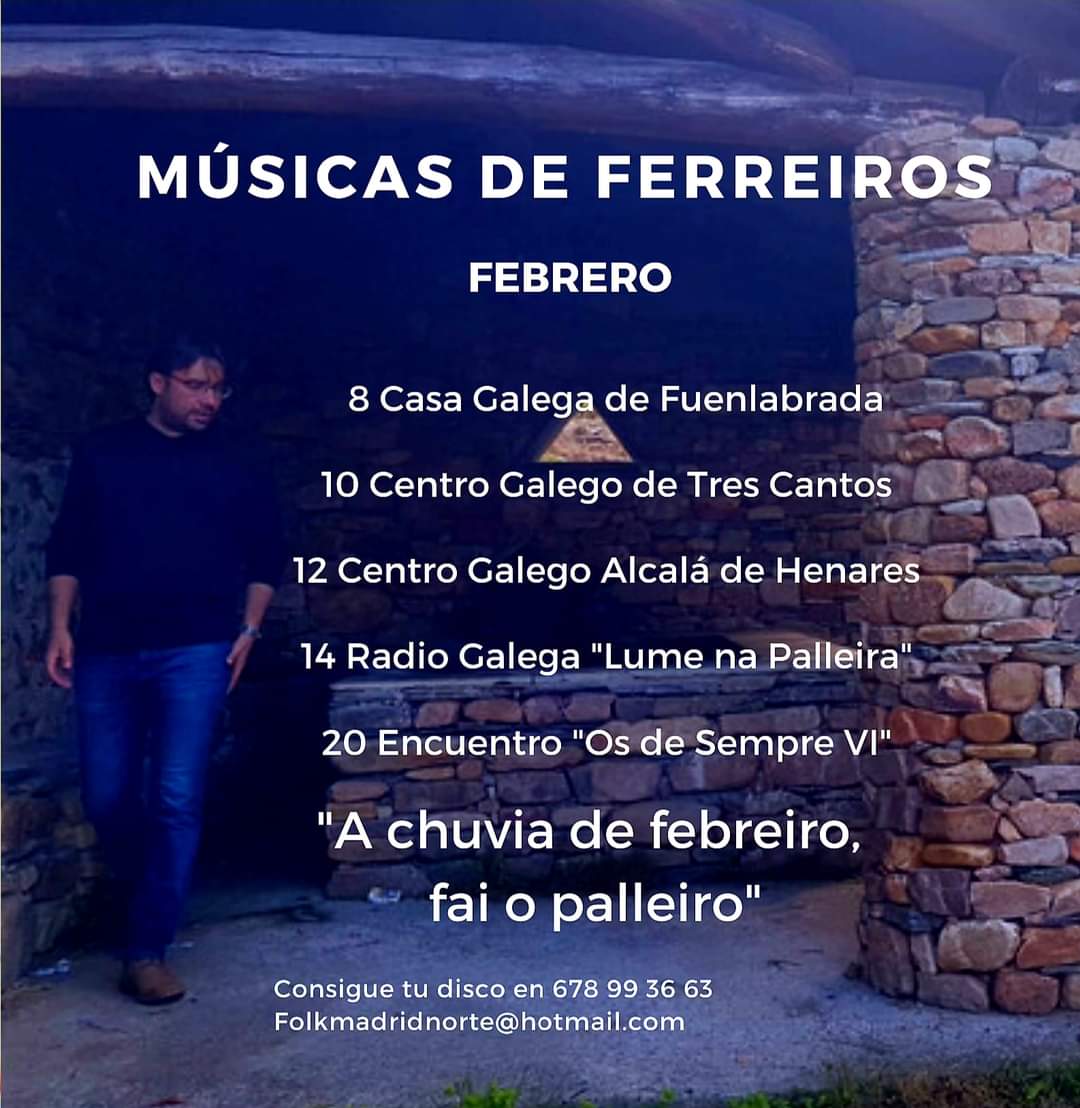 ¡¡¡¡💿Músicas de Ferreiros💿!!!
Nos espera una semana de visitas y promomociones muy interesantes.
Estad atentos a cada detalle en nuestras redes sociales.
¡¡Gracias a todos!!

Si aún no tienes el disco:
678 99 36 63
folkmadridnorte@hotmail.com
#FolkMadridNorte