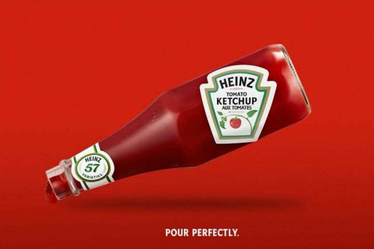 With their latest packaging, Heinz has changed the position of their label so that it's easier for users to identify exactly at what angle the bottle should be kept for the ketchup to pour out smoothly.

Genius!