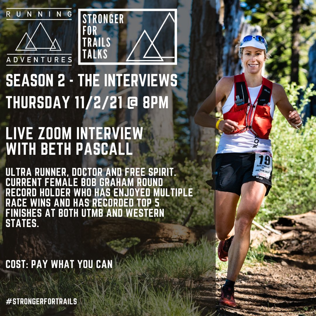 This week on our Stronger for Trails Talks, I will be chatting to the brilliant Beth Pascall. Beth is a hugely successful ultra runner who runs for Team Salomon. We will be chatting via Zoom and YOU are invited. runningadventures.uk/onlinetalks.ht…