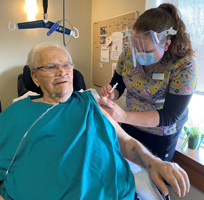 wellingtncounty's tweet photo. Today, residents at Wellington Terrace Long Term Care Home received their second and final dose of the Moderna COVID-19 vaccine. All residents wishing to receive the vaccine have now been vaccinated. Read full media release at https://t.co/3hCP634fVo. https://t.co/yZdpgYv8AD