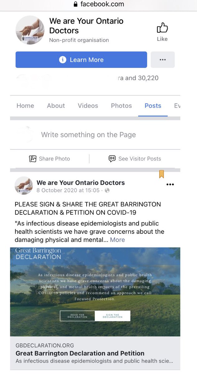 To this day, “The Great Barrington Declaration” petition remains the pinned post on the “Concerned Ontario Doctors” (COD) FB page. Who’s behind this petition? Far right libertarian “think tank” the American Institute for Economic Research.  #ONhealth  #ONpoli  #cdnpoli