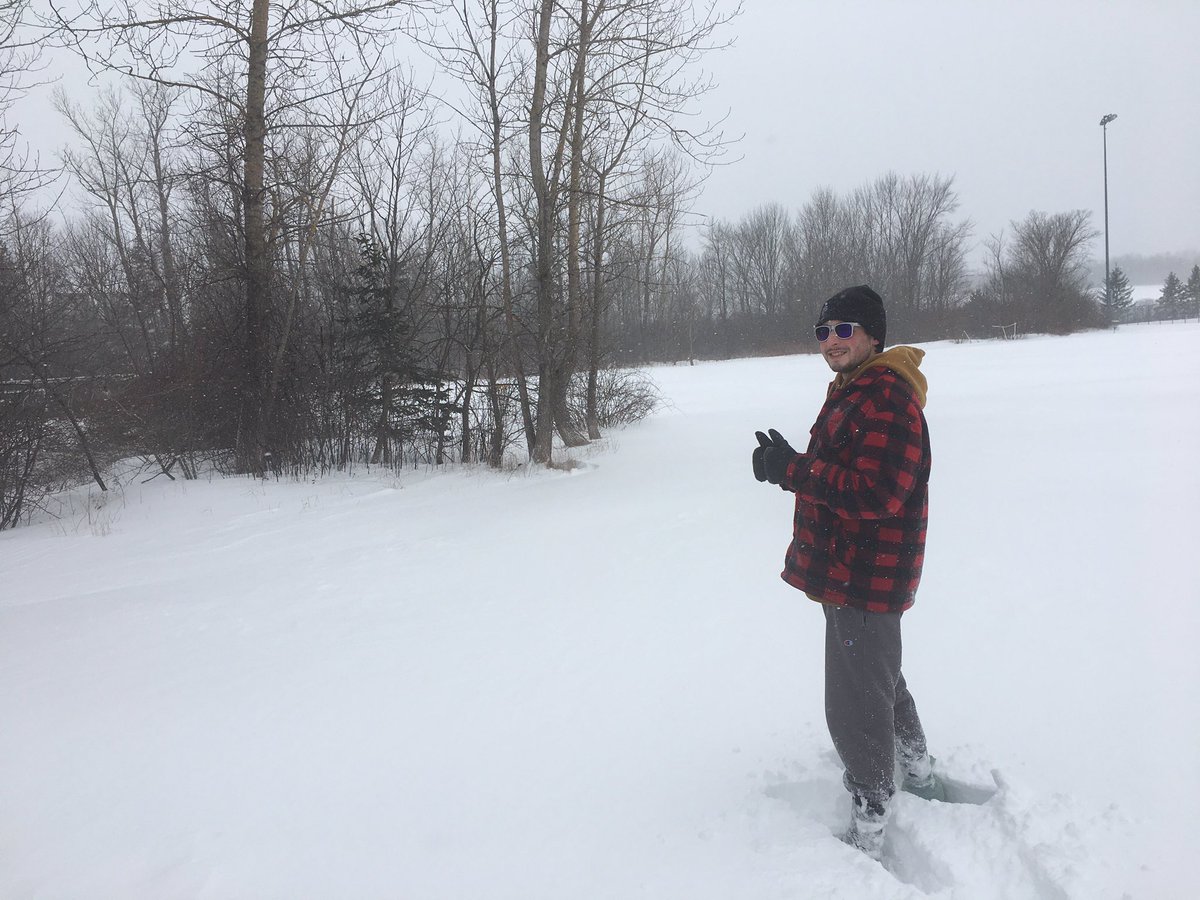 MrMacq's tweet photo. Who said snowstorms aren’t fun? A great day snowshoeing and enjoying the cold...just ignore my facial expression 🥶 #getoutside @MrJohnstone_20 https://t.co/XkkTPCOEqw