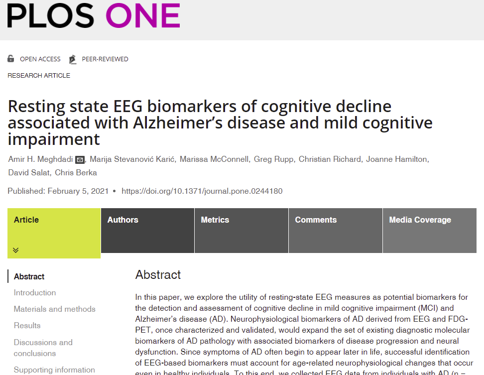 brainsignals's tweet photo. 1/n: Our paper on #EEG #biomarkers of #Alzheimers #dementia and #MCI is now published in @PLOSONE. Supported by @NIH, this study demonstrates EEG changes in #CognitiveDecline in contrast to normal #aging. @AcademicEEG,#NeuropsychTwitter,@ISTAART 
https://t.co/J7SFsyZmVJ https://t.co/4ZBDwXHTdM