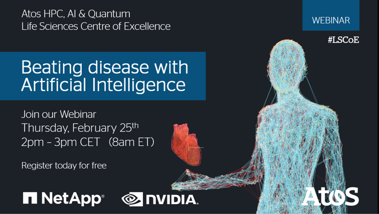 “Beating Disease with #ArtificialIntelligence” – Technologists from Atos HPC, AI &amp; Quantum #LifeSciences CoE, joined by experts from our partners NetApp and Nvidia, will in this webinar walk you through our #healthcare journey.

Register today 👉 okt.to/eKoi9C

#LSCoE