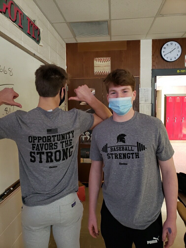 ROCORI_Baseball's tweet photo. Couple of our guys getting their 50 lift shirts! @SpanierJack @BlakeTylutki https://t.co/VTg8R040NS