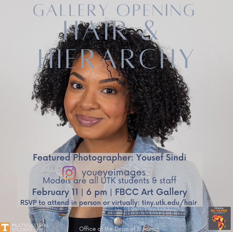 This week’s event will be Hair &amp; Hierarchy 🧡✨ RSVP to tiny.utk.edu/hair and join us!!