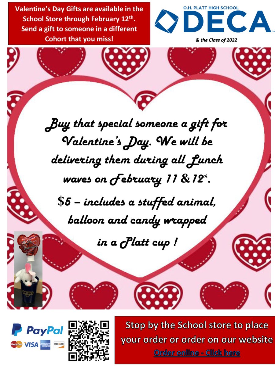 Missing your friends from different cohorts?  Order a special gift from the DECA store to be delivered to them on the 11th and 12th.  sites.google.com/meridenk12.org…