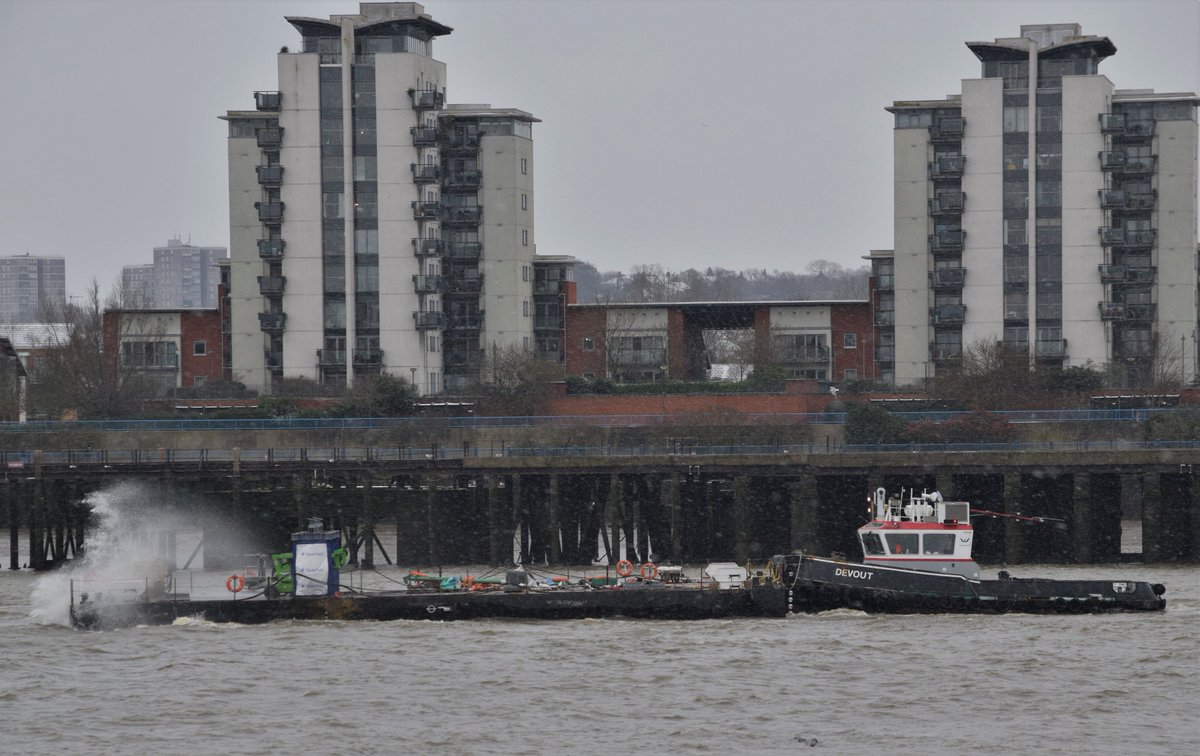 Andrew Christy (@ajbc_1) on Twitter photo 5/5 <a href="/Thamescraft/">Thamescraft Drydock</a> #Tug DEVOUT heads down river with <a href="/Red7Marine/">Red7Marine</a> HAVEN SEASTABLER to collect another piece of the roof for Fulham FC's new Riverside Stand from Tilbury
#workingriver #RiverThames
#snow #StormDarcy
#dlr_blog 5/5 <a href="/Thamescraft/">Thamescraft Drydock</a> #Tug DEVOUT heads down river with <a href="/Red7Marine/">Red7Marine</a> HAVEN SEASTABLER to collect another piece of the roof for Fulham FC's new Riverside Stand from Tilbury
#workingriver #RiverThames
#snow #StormDarcy
#dlr_blog