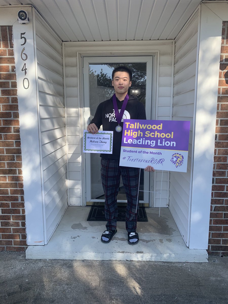 Congratulations to Helron Zheng!  This amazing Lion is the grade twelve Student of the Month.  So proud of you!@TallwoodLions #LionsAmazing