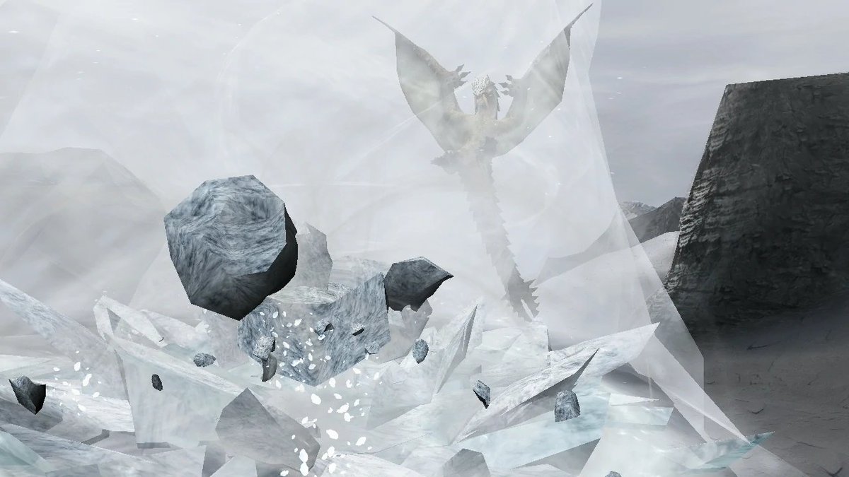 Once fired from its mouth, the projectile will turn into an icy tornado. It uses this breath-based attack to capture prey, preventing creatures from escaping its grasp.