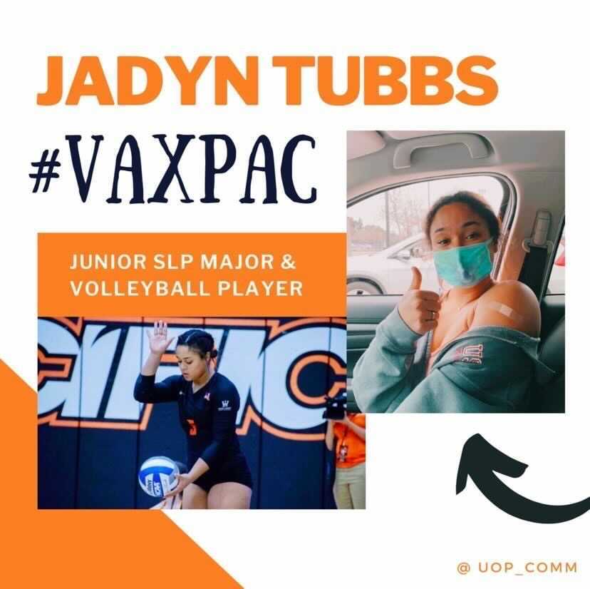 uop_comm's tweet photo. Jadyn is #VAXXED! Follow our insta this week to hear Jadyn's experience during the COVID-19 pandemic all the way to getting that sweet sweet vaccine. Jadyn is one step closer to being on campus in the Fall.. ARE YOU!? Share your vaccine story with us and lets #VAXPAC https://t.co/FDnElC2W0h