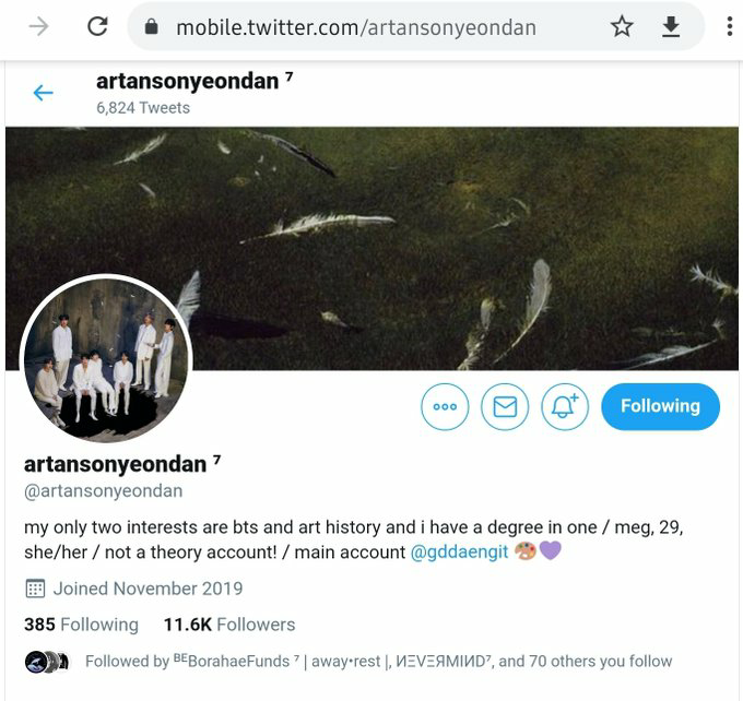 Finance and Accounting ARMY -  @ARMY_FinLitTaking care of ARMY's overall health and well-being -  @armyhealth_Art Lover? We got your back! -  @artansonyeondanInterested in  #BTS History or walking down the memory lane?  @ThrowbacksBTS  #BTSARMY  @BTS_twt