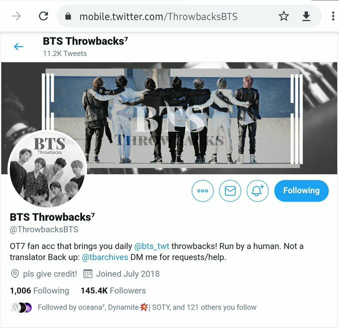 Finance and Accounting ARMY -  @ARMY_FinLitTaking care of ARMY's overall health and well-being -  @armyhealth_Art Lover? We got your back! -  @artansonyeondanInterested in  #BTS History or walking down the memory lane?  @ThrowbacksBTS  #BTSARMY  @BTS_twt