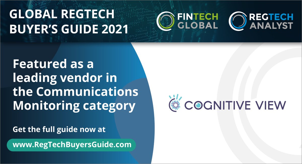 Fintech_Global's tweet image. Excited to reveal that @cognitive_view features as a leading vendor in our new RegTech Buyer&apos;s Guide. 

fintech.global/regtechbuyersg… 

#RegTechBuyersGuide 

#RegTech #FinTech