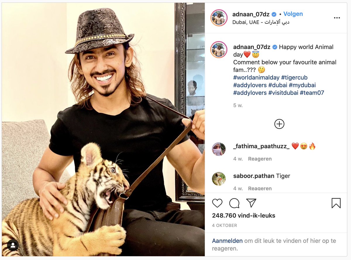 The same couch and TV appear in photos with animals posted by Indian celebrity Adnaan Shaik (13.4 million TikTok followers), German entrepreneur Saygin Yalcin (717k Instagram followers), and Indian “fashion influencer” Shadan Farooqui (4.2 million Instagram followers).