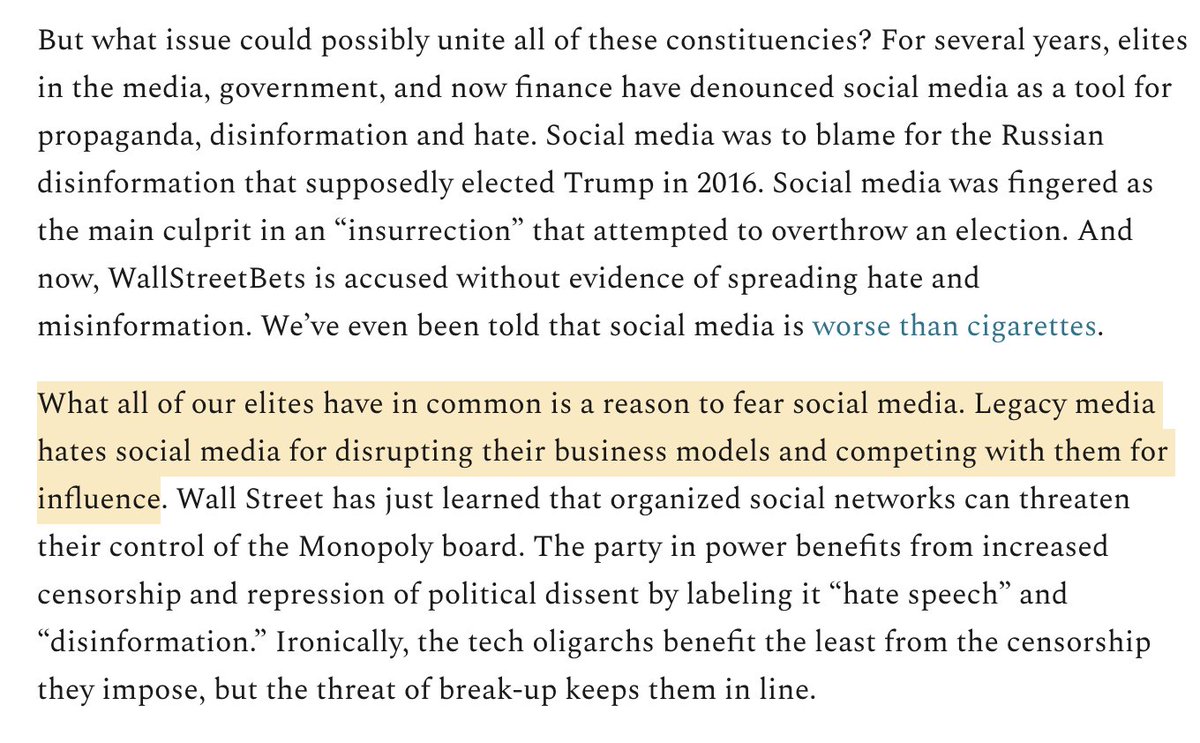 "What all of our elites have in common is a reason to fear social media."