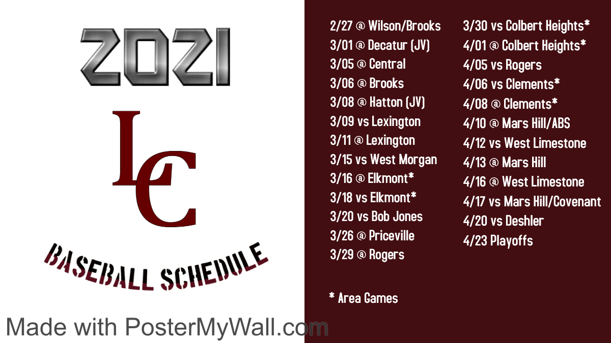 CountyBoysBaseb's tweet photo. 2021 Lauderdale County Baseball Schedule! #TheRealLC https://t.co/yfE8accLCF
