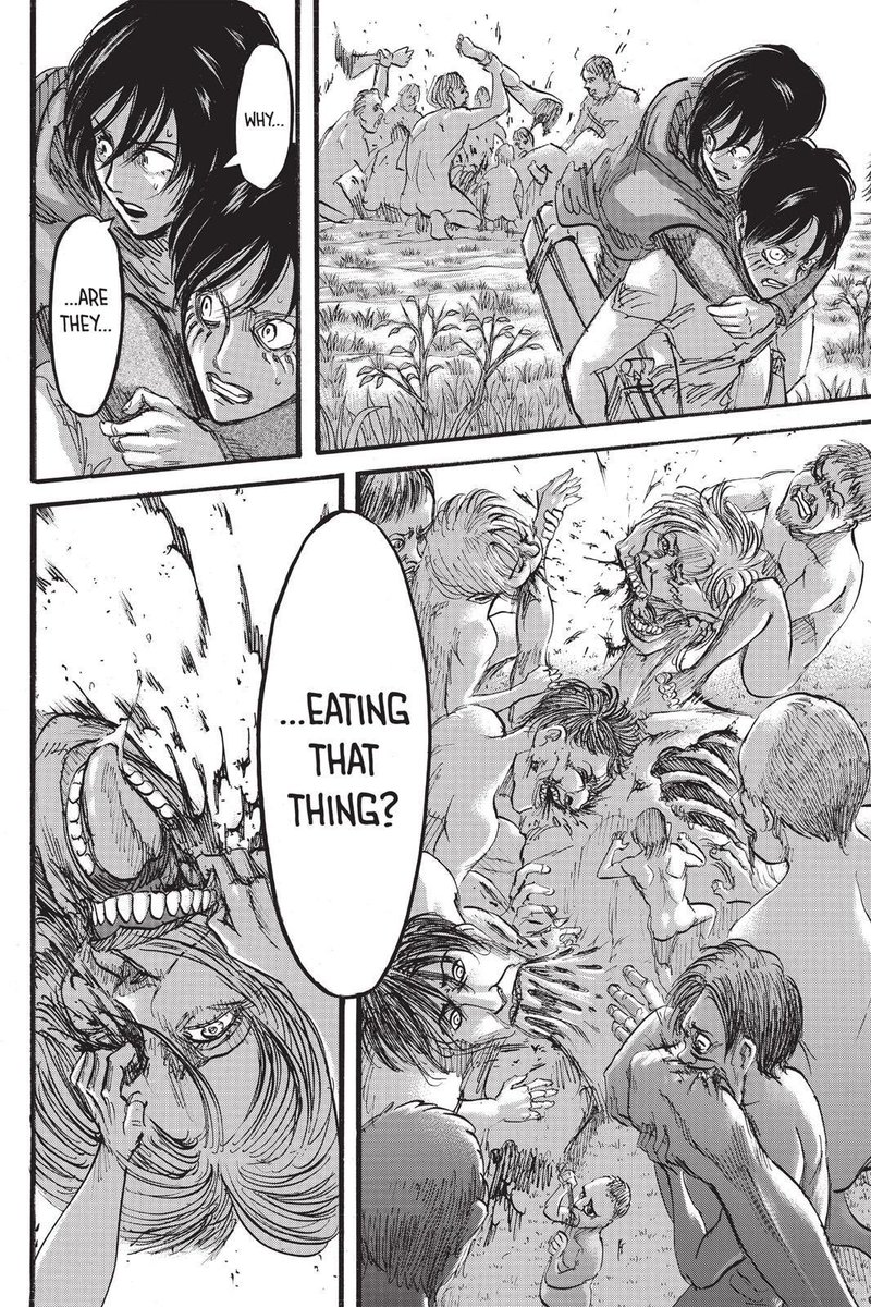 I do have some questions though. Why did the rumbling stop when Zeke died? Wasn’t the point of Eren freeing Ymir that SHE was the one to choose how the power is used? He was the key for the rumbling to start, but Dina was also the key and even after she died the order didn’t stop