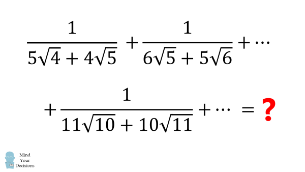 A Radical Sum

Video
youtu.be/xKjDY1mgeAc

Post
mindyourdecisions.com/blog/2021/02/0…

#mindyourdecisions
