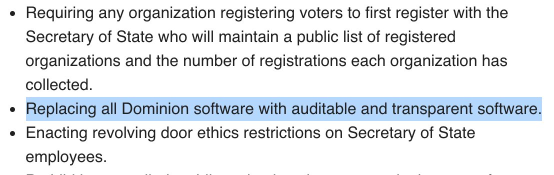 The GAGOP falsely says  @dominionvoting systems aren't auditable or transparent, then suggests a mandated switch away from BMDs to hand-marked paper ballots with a specific vendor (state procurement probably wouldn't allow that)Georgia GOP SOS/lege just approved BMDs in 2019!