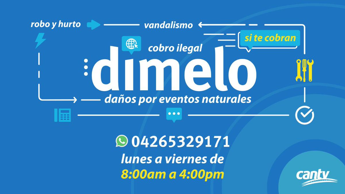 ↪️ @JcpereiraCantv: Solo denunciando, podremos acabar con las mafias que cobran por reparar las averías y comercializan de manera ilegal los servicios de Cantv. No pagues, denuncia, ese personal no representa los valores ni la ética de la empresa.