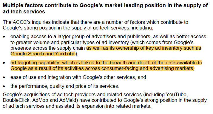 But at the end of the day, the report rightly most focuses on Google's leveraging of unique assets combined with its unparalleled (Facebook in 2nd place) access to the data from our web browsing, app usage and location history. /14