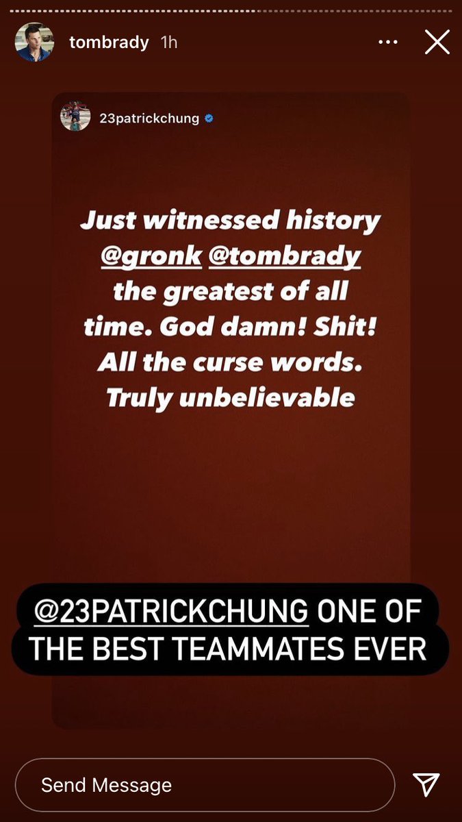 Brady posting all the congrats from former teammates on his IG story  (1/3)
