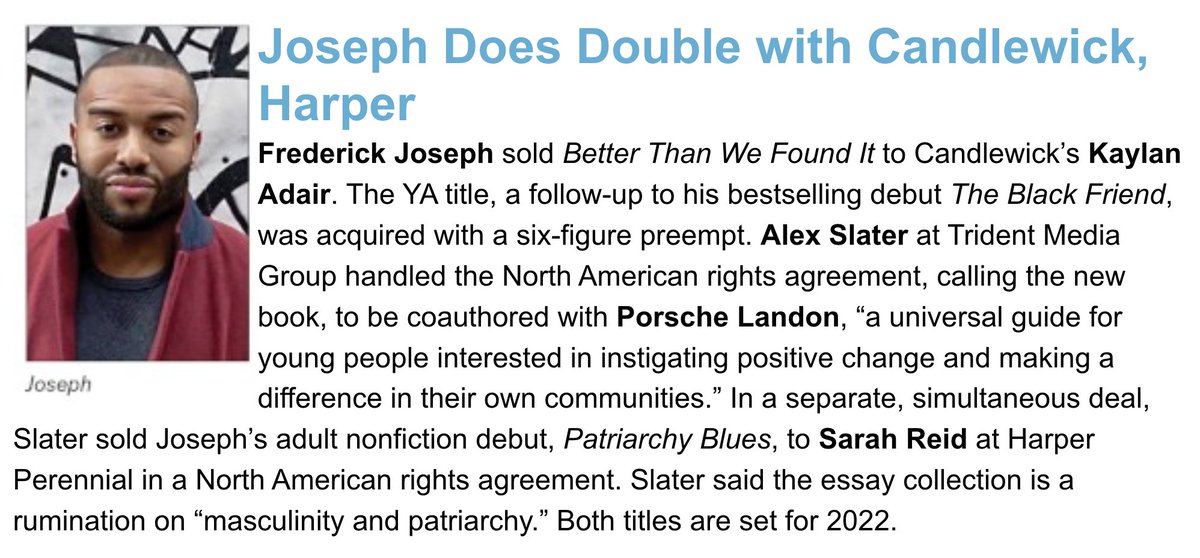 Frederick Joseph sold 'Better Than We Found It' to Candlewick’s Kaylan Adair.