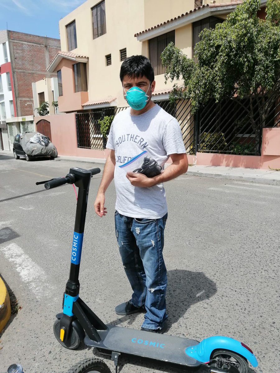CosmicMobility's tweet photo. Our partner @Integraperusac, a Bus Operator in Peru wanted to help residents by providing affordable and accesible smart scooters. Here is a delivery of a 9 day scooter rental to a Covid conscious traveller. #micromobility #scooterrental #Multimodal #NewTransportation https://t.co/lrwD5hhMgW