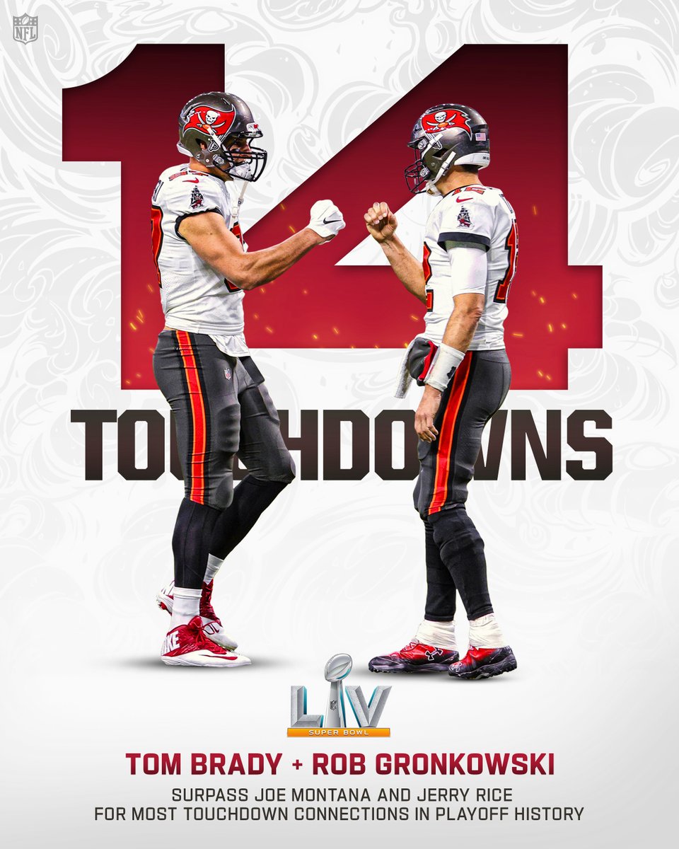 NFL's tweet photo. Scoring in the playoffs.

It's just what Brady and Gronk do. 🤝 #GoBucs https://t.co/3OUvrDaQsE