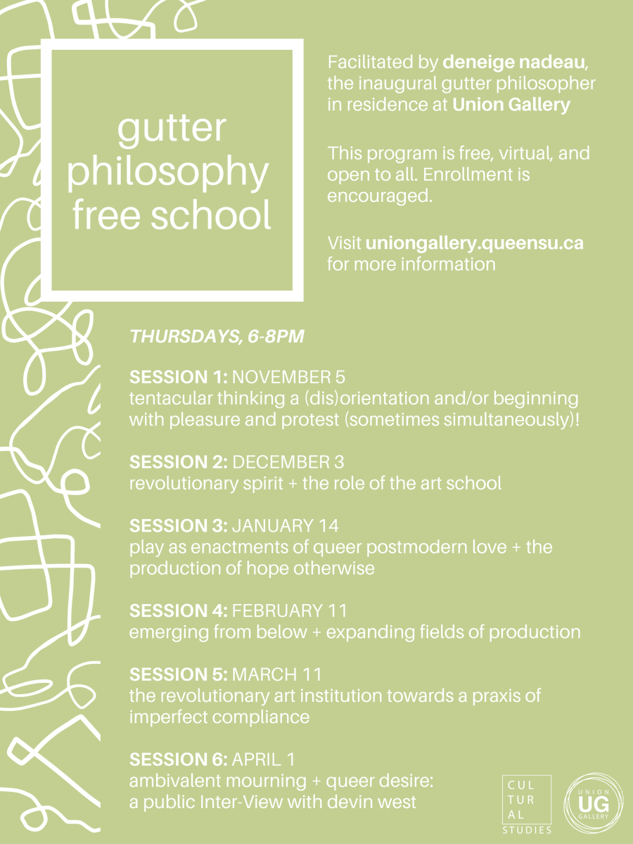 TheUnionGallery's tweet photo. Join us this Thursday, Feb 11 at 6PM for session 4 of gutter philosophy free school: emerging from below + expanding fields of production
Register via the link in our bio
#gutterphilosophy #freeschool #UnionGallery https://t.co/t3vd48nRcs