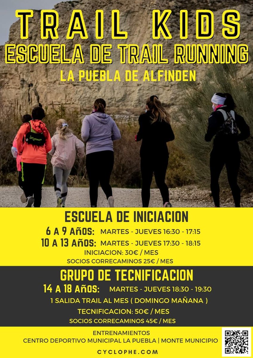 ‼️TRAIL KIDS también en La Puebla de Alfinden‼️

¿Eres aficionado al Trail-Running? ¿Te gustaría que tus hijos empezaran sus primeras zancadas por el monte? Ven a 
TRAIL KIDS. Escuela de Trail Running en Aragón junto con el club Correcaminos Alfinden.
cyclophe.com/trailkids/