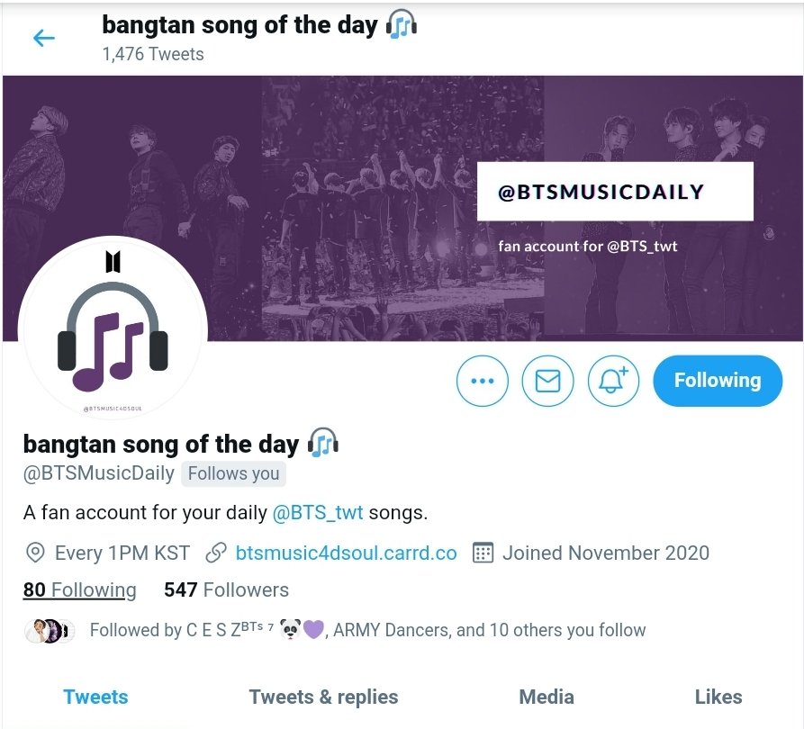 Daily  #BTS Lyrics in your Timeline:  @btslyricbot Daily  #BTS Songs:  @BTSMusicDaily BTS Translation/News/Updates:  @bangtan_base Want to stick it to the racist award shows? -  @Highlight_Army  #BTSARMY  @BTS_twt