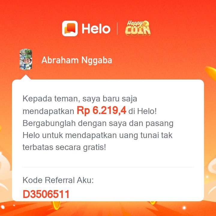 bnggaba's tweet photo. *Kode Referral aku: D3506511* Download Helo dan dapatkan Rp 400 langsung 🤑, dapatkan *Rp 46.000* untuk setiap orang yang kamu undang, tanpa batas. ✅100% Nyata. Klik link berikut untuk download Helo 🔗:
https://t.co/fXfoKYDufH https://t.co/0wJA61nB8t