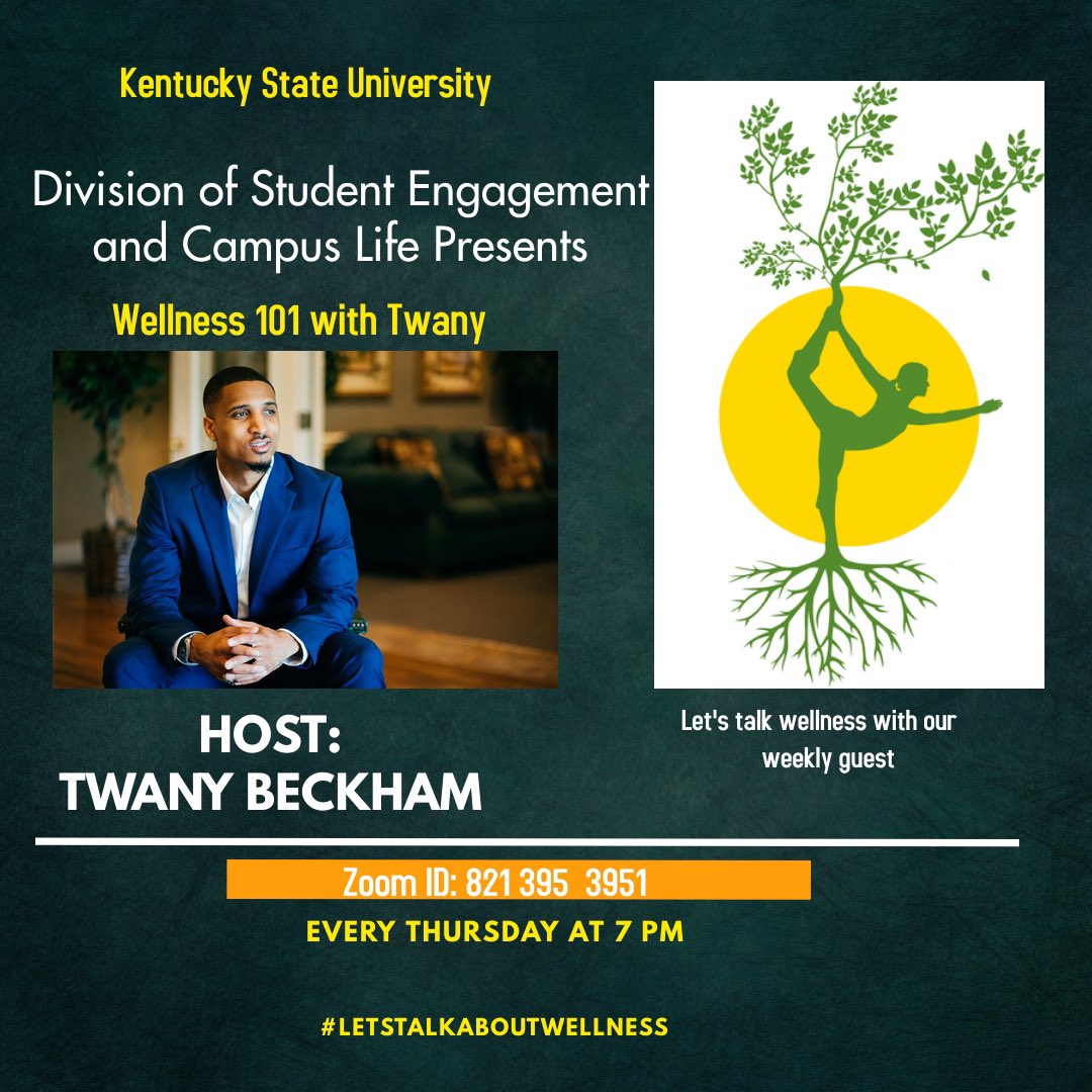 KysuW's tweet photo. Our first guest for Wellness 101 with Twany will be LaShonda Duncan who is a Mental Health Counselor at #KYSU. We will discuss her journey &amp; the importance of mental health. 
Join us Thursday at 7pm #YDWTMI https://t.co/djQH2GGFiY