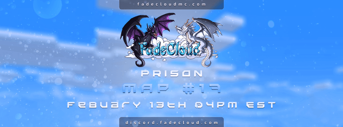 FadeCloudNW's tweet photo. Prisons is being reset on February 13th @ 4 PM EST

We are hosting a giveaway:
🎁3x Monthly Crates 

⚡️Reset Information 
https://t.co/9k98bU5qZI

Requirements
- Follow @FadeCloudNW
- Retweet, Comment, and Like this tweet

Ends in one weeks time! https://t.co/FU30tSFRos