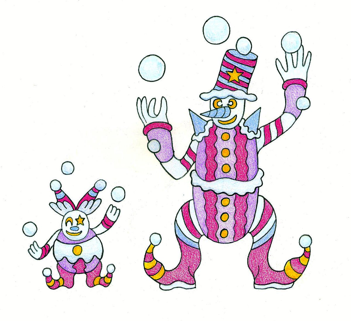 SpanRegion's tweet image. The clown Pokémon in the span region. Based on a snowman and a clown. Basically it’s a frost bitten clown. Done by instagram.com/ecospecies_jb?…