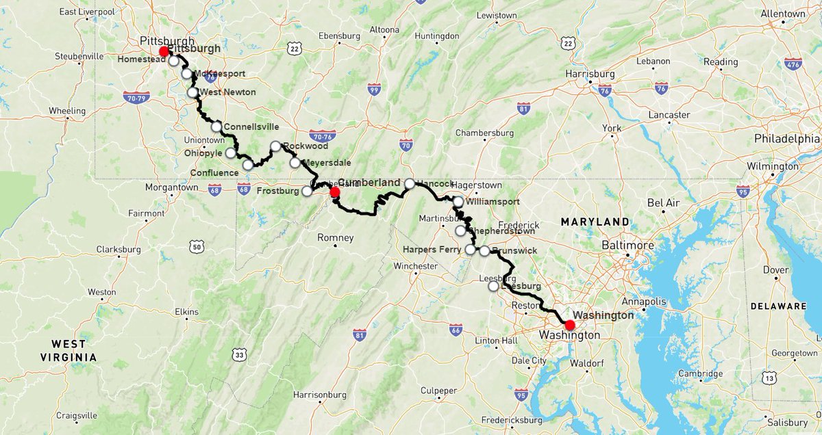 Very difficult to focus on work knowing there's a dedicated bike path that runs uninterrupted from Pittsburgh to D.C.