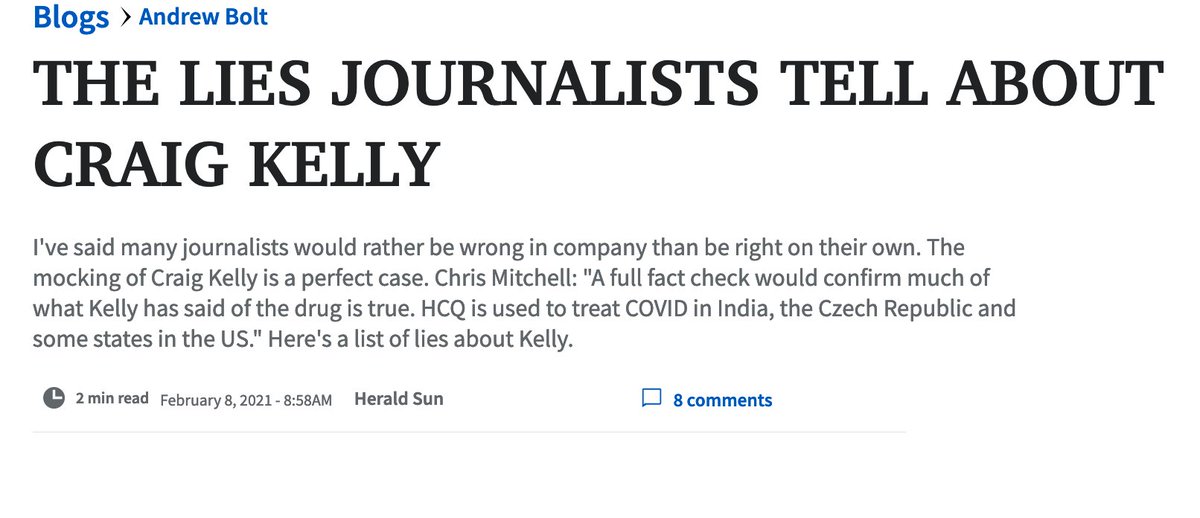 News Corp headliners are trying to frame Craig Kelly as an independent truth teller who is being smeared for going against the orthodoxy. That's absurd: Kelly baselessly speculates or, worse, shares info that he knows is wrong, undermining real experts.Here's some examples: